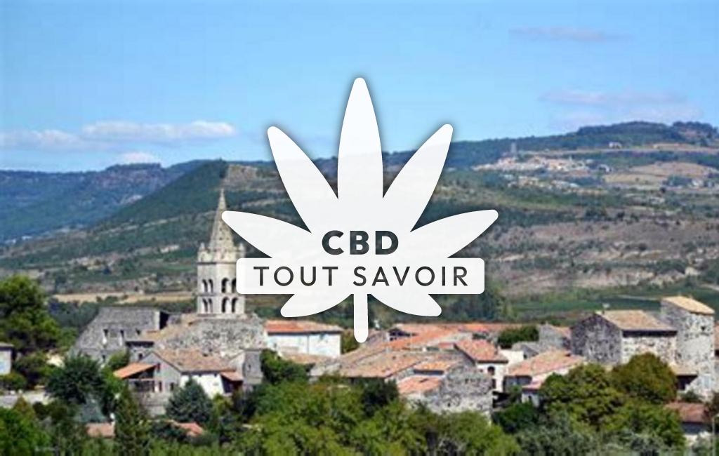 Village à Lavilledieu avec feuille Cannabis CBD