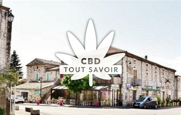 Village à Lussas avec feuille Cannabis CBD