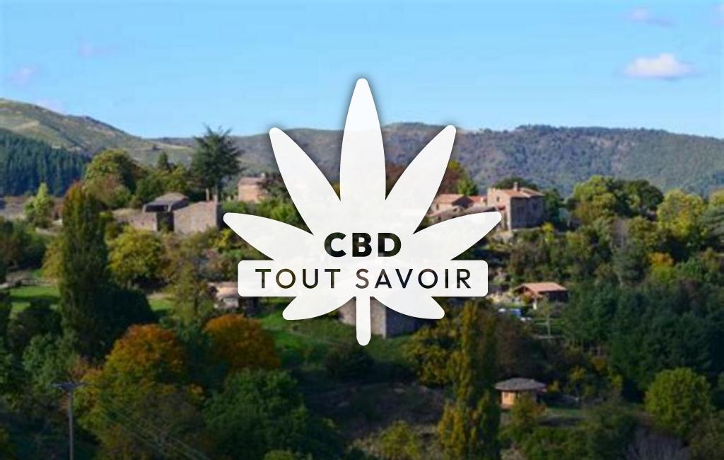 Village à Issamoulenc avec feuille Cannabis CBD