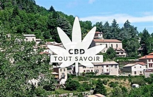 Village à Saint-Maurice-en-Chalencon avec feuille Cannabis CBD