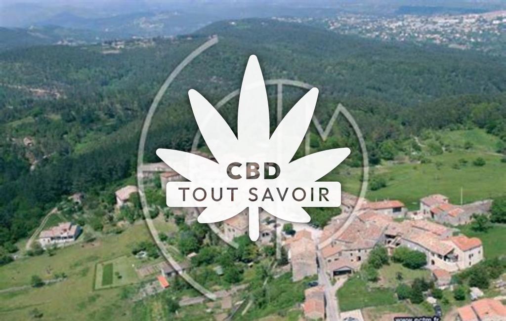 Village à Ailhon avec feuille Cannabis CBD