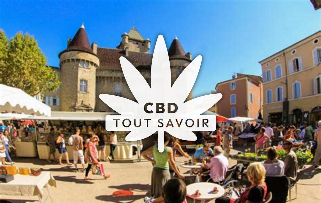 Village à Aubenas avec feuille Cannabis CBD