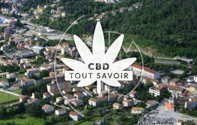 Village à Labegude avec feuille Cannabis CBD