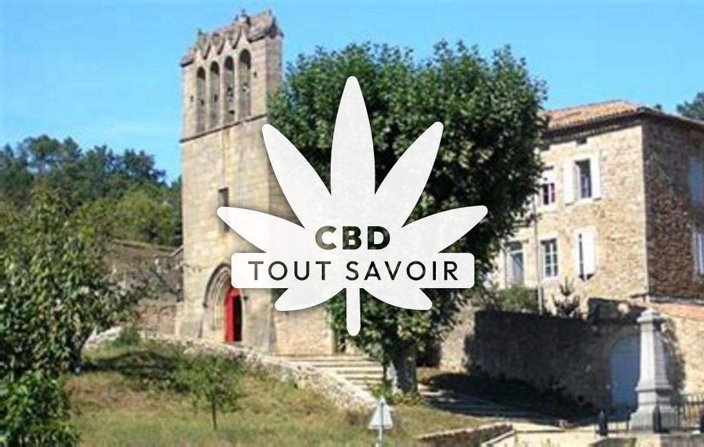 Village à Mercuer avec feuille Cannabis CBD