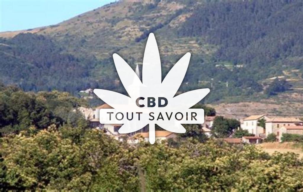 Village à Saint-Etienne-de-Boulogne avec feuille Cannabis CBD