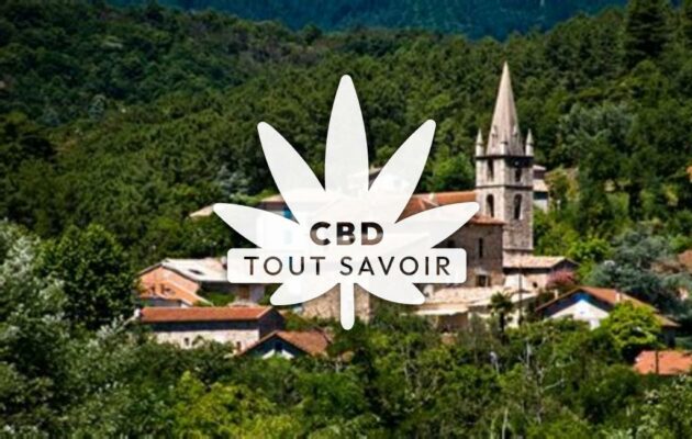 Village à Ucel avec feuille Cannabis CBD