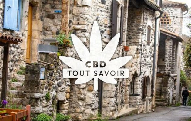 Village à Chomerac avec feuille Cannabis CBD