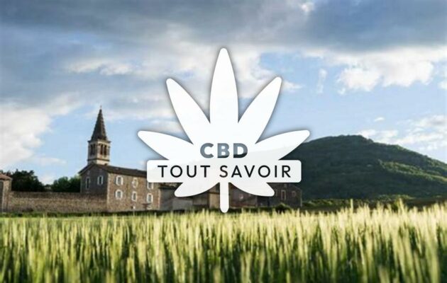 Village à Saint-Lager-Bressac avec feuille Cannabis CBD