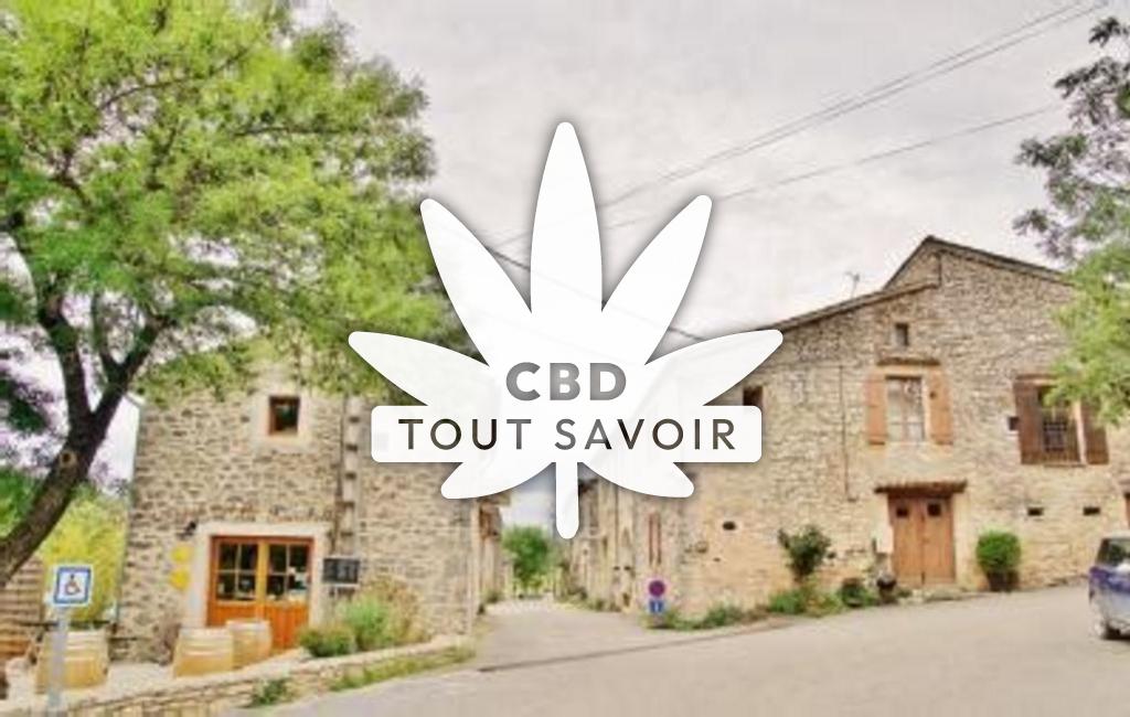 Village à Larnas avec feuille Cannabis CBD