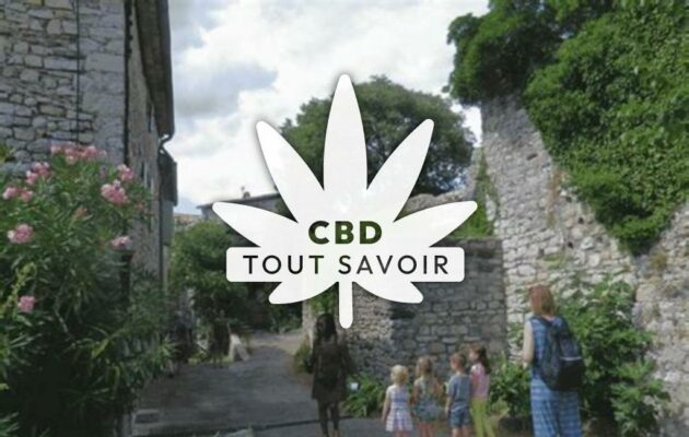 Village à Saint-Thome avec feuille Cannabis CBD