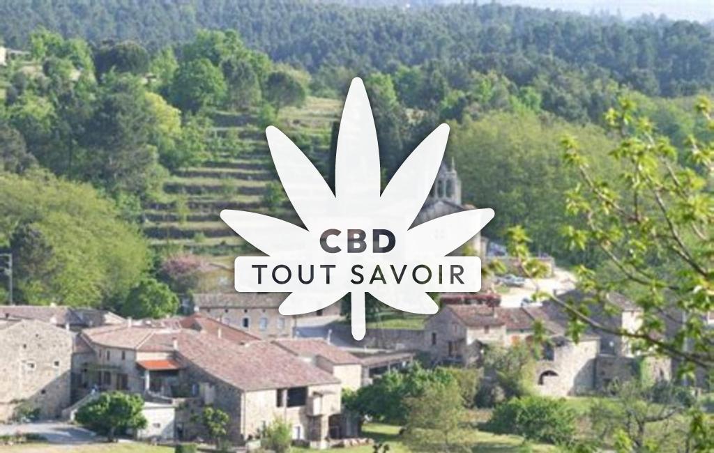 Village à Saint-Genest-de-Beauzon avec feuille Cannabis CBD