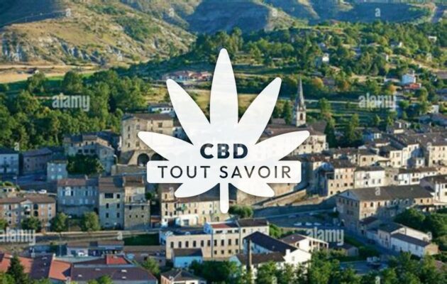 Village à Joyeuse avec feuille Cannabis CBD