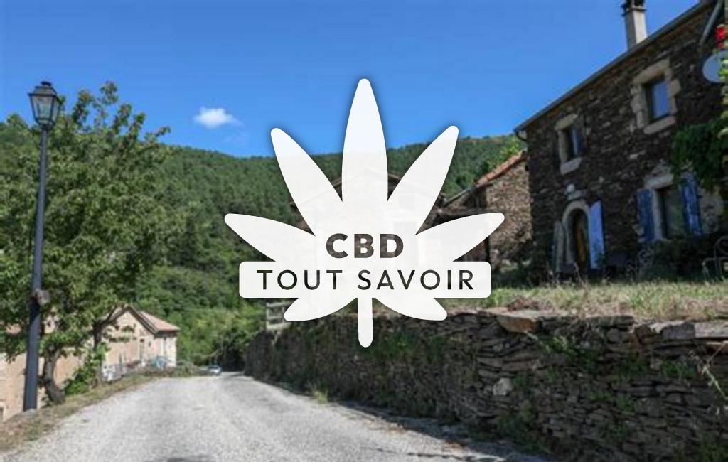 Village à Saint-Melany avec feuille Cannabis CBD