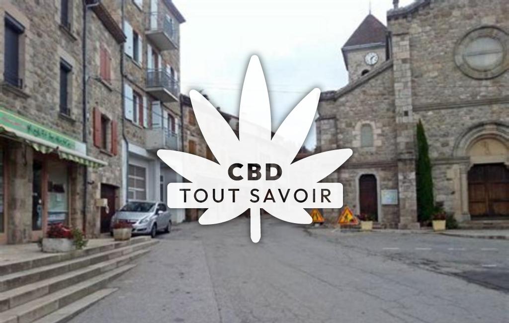 Village à Nozieres avec feuille Cannabis CBD