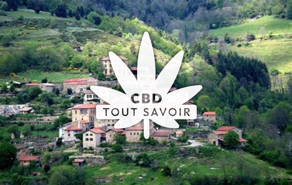 Village à Saint-Symphorien-de-Mahun avec feuille Cannabis CBD