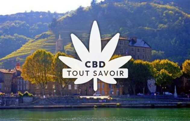 Village à Tournon-sur-Rhone avec feuille Cannabis CBD