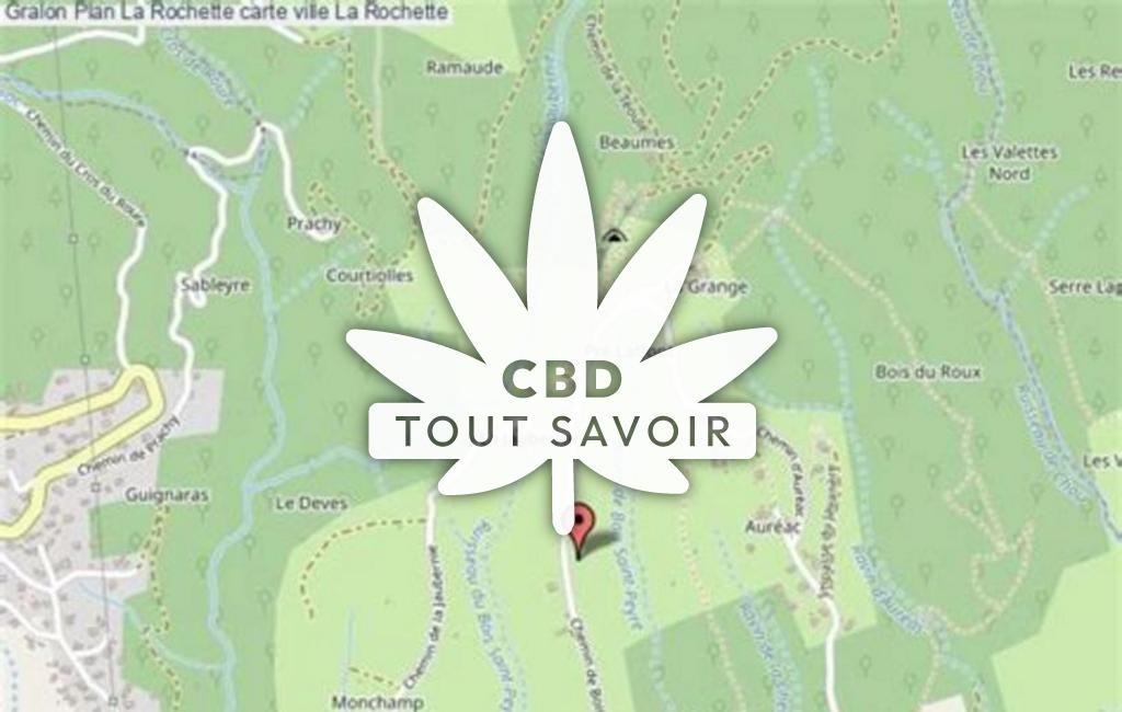 Village à La-Rochette avec feuille Cannabis CBD