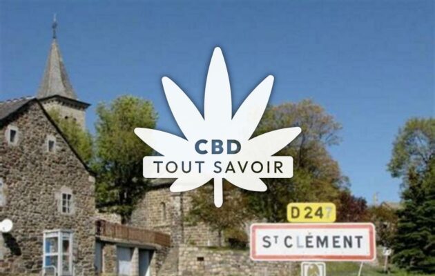 Village à Saint-Clement avec feuille Cannabis CBD