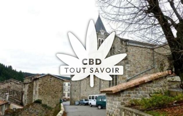 Village à Saint-Martin-de-Valamas avec feuille Cannabis CBD