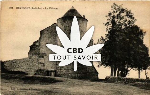 Village à Devesset avec feuille Cannabis CBD