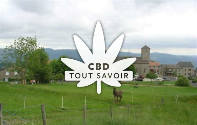 Village à Saint-Jeure-D'Andaure avec feuille Cannabis CBD