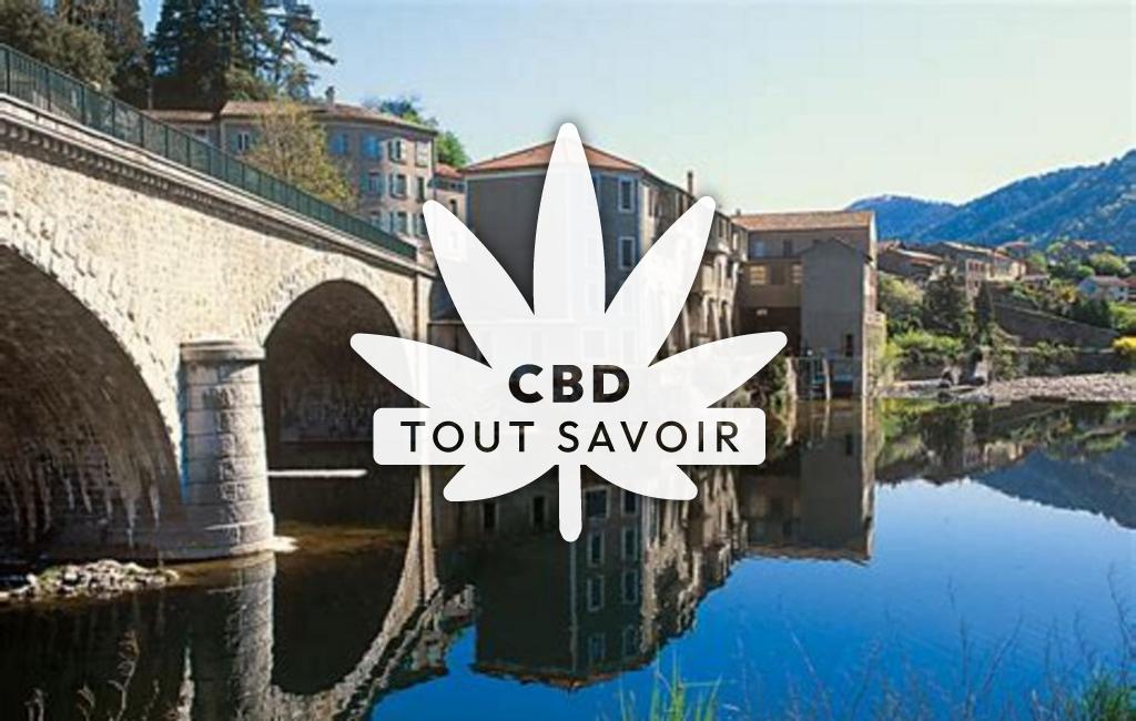 Village à Les-Ollieres-sur-Eyrieux avec feuille Cannabis CBD