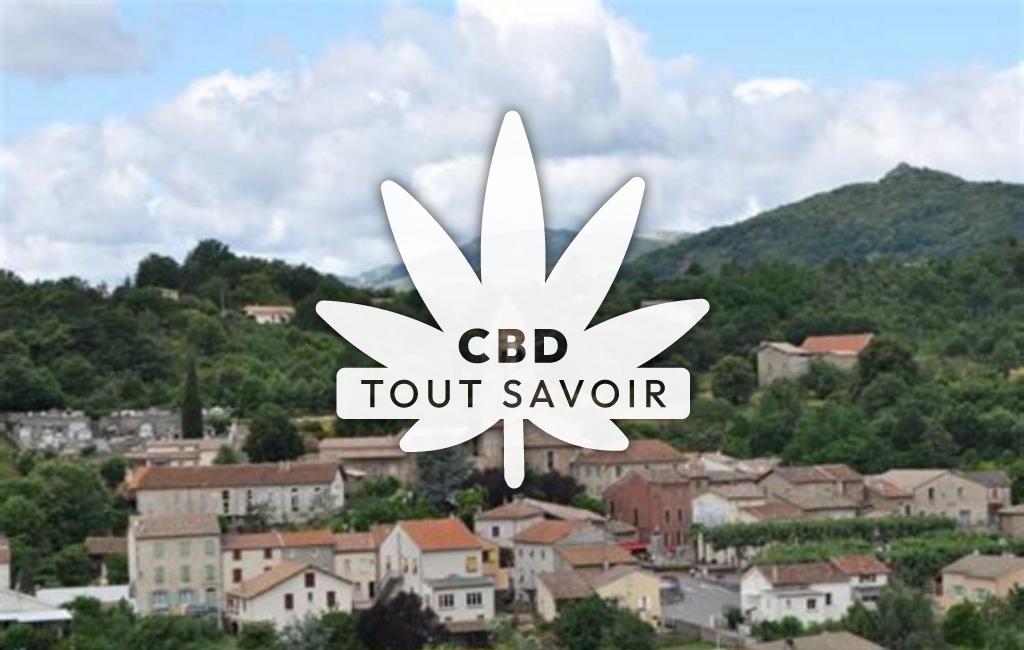 Village à Meyras avec feuille Cannabis CBD