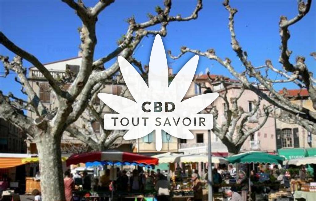 Village à Prades avec feuille Cannabis CBD