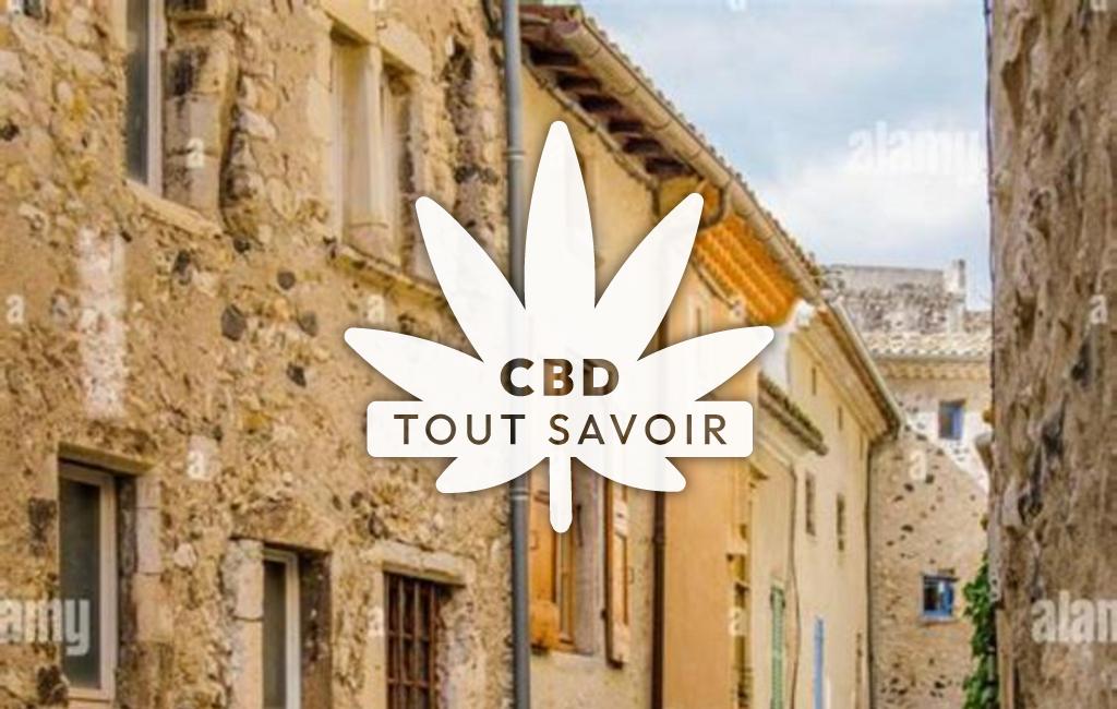 Village à Rochemaure avec feuille Cannabis CBD