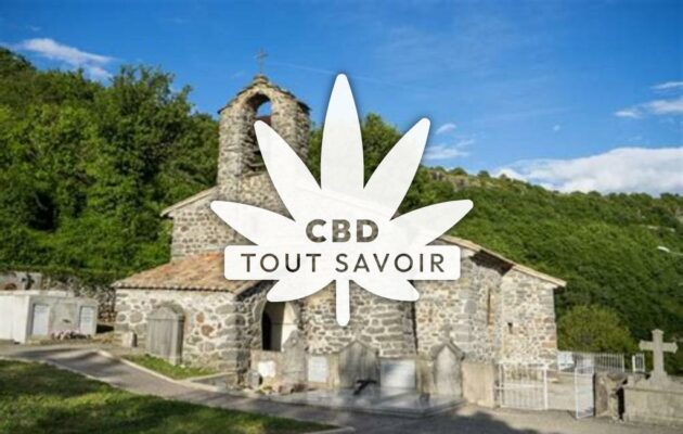 Village à Saint-Pierre-la-Roche avec feuille Cannabis CBD