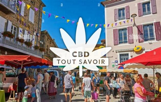 Village à Saint-Felicien avec feuille Cannabis CBD