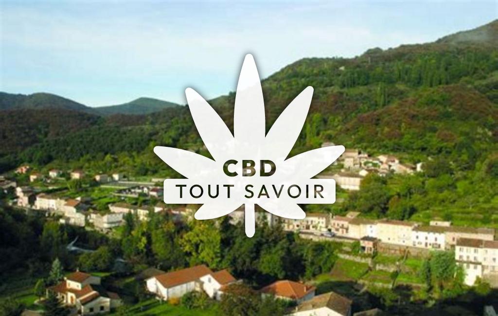 Village à Saint-Pierre-de-Colombier avec feuille Cannabis CBD