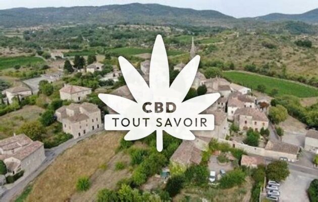 Village à Saint-Andre-de-Cruzieres avec feuille Cannabis CBD