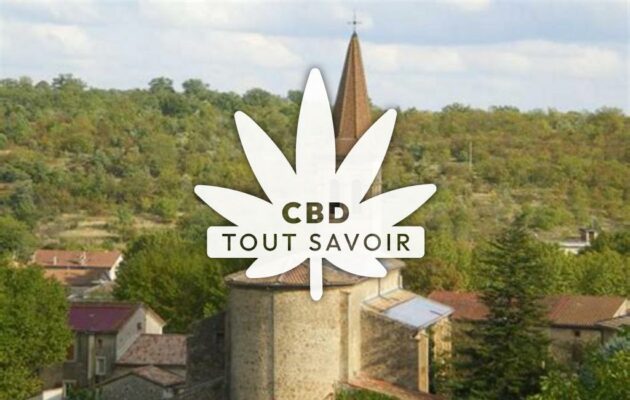 Village à Saint-Paul-le-Jeune avec feuille Cannabis CBD