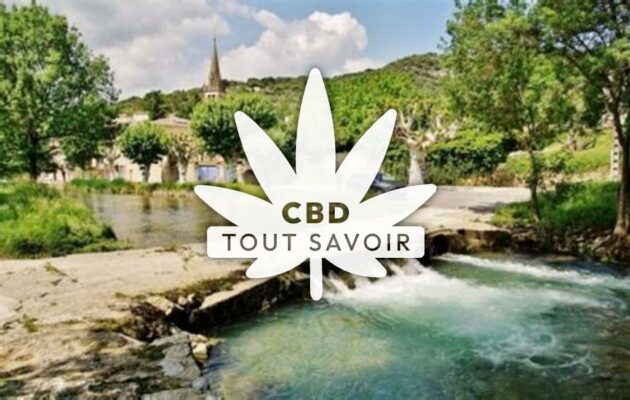 Village à Saint-Sauveur-de-Cruzieres avec feuille Cannabis CBD