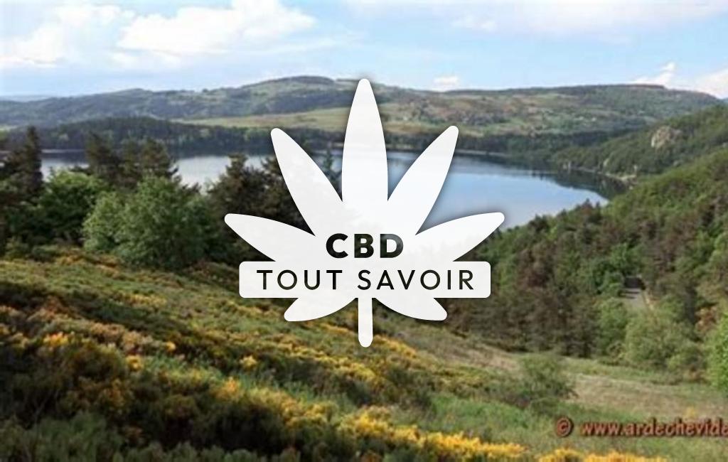 Village à Issarles avec feuille Cannabis CBD