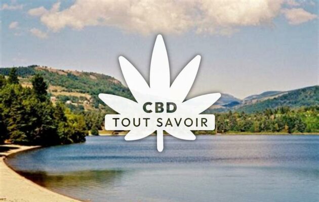 Village à Le-Lac-D'Issarles avec feuille Cannabis CBD