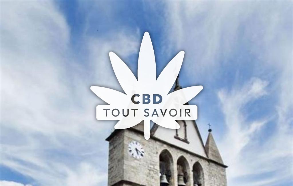 Village à Saint-Cirgues-en-Montagne avec feuille Cannabis CBD