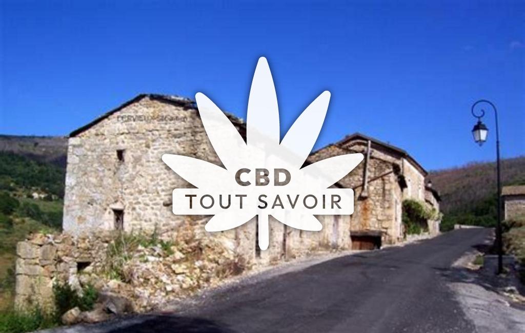 Village à Lafarre avec feuille Cannabis CBD