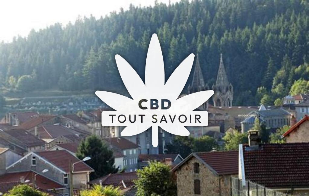 Village à Lalouvesc avec feuille Cannabis CBD