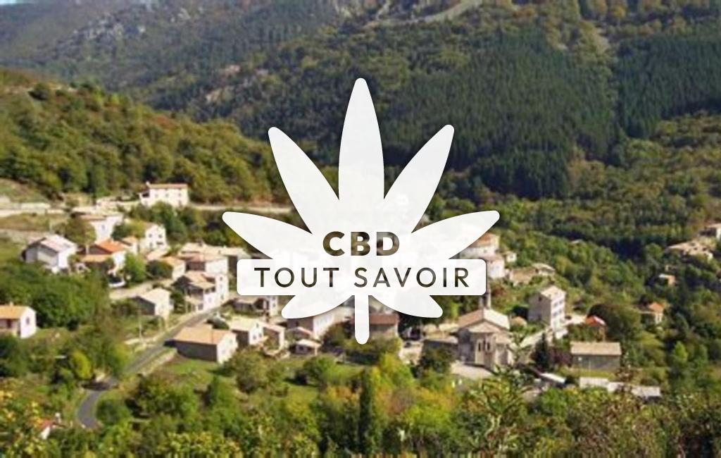 Village à Laviolle avec feuille Cannabis CBD