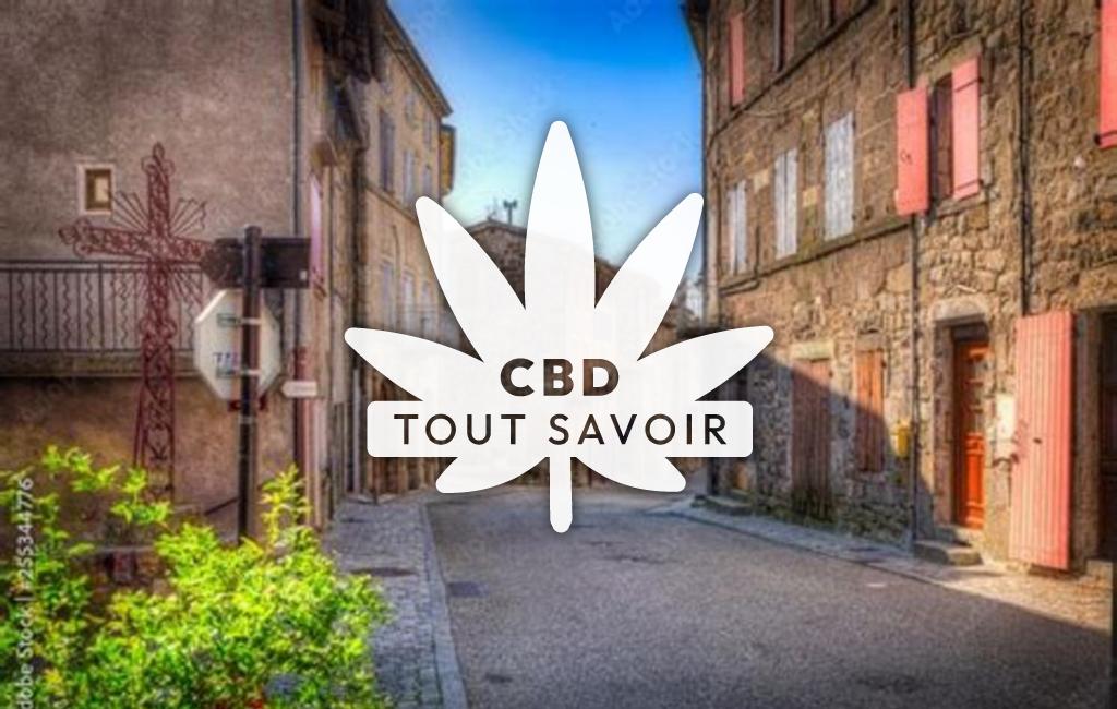 Village à Montpezat-sous-Bauzon avec feuille Cannabis CBD