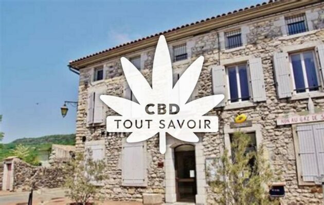 Village à Saint-Jean-le-Centenier avec feuille Cannabis CBD