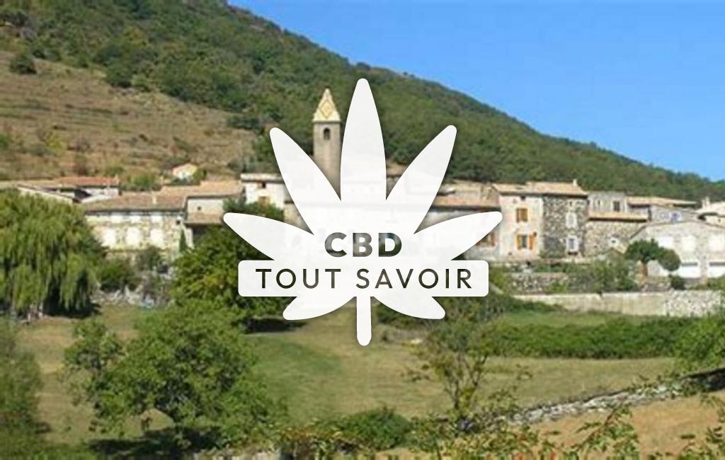 Village à Saint-Pons avec feuille Cannabis CBD