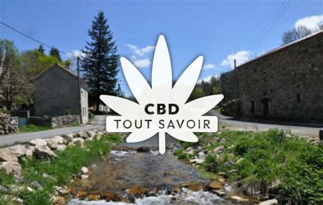 Village à Cellier-du-Luc avec feuille Cannabis CBD