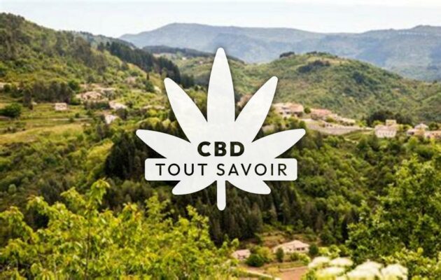 Village à Saint-Andeol-de-Vals avec feuille Cannabis CBD