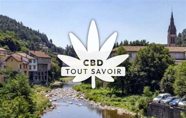 Village à Vals-les-Bains avec feuille Cannabis CBD