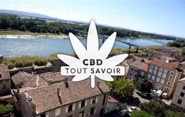 Village à Bourg-Saint-Andeol avec feuille Cannabis CBD