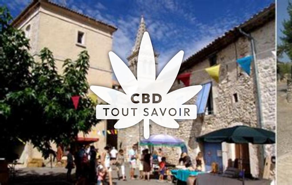 Village à Saint-Remeze avec feuille Cannabis CBD