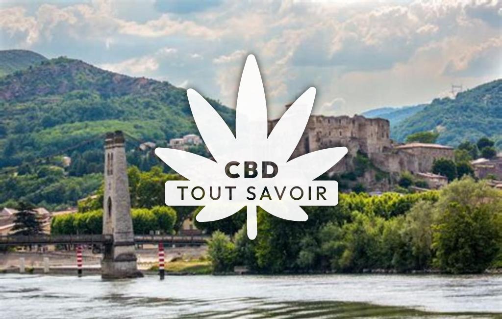 Village à La-Voulte-sur-Rhone avec feuille Cannabis CBD